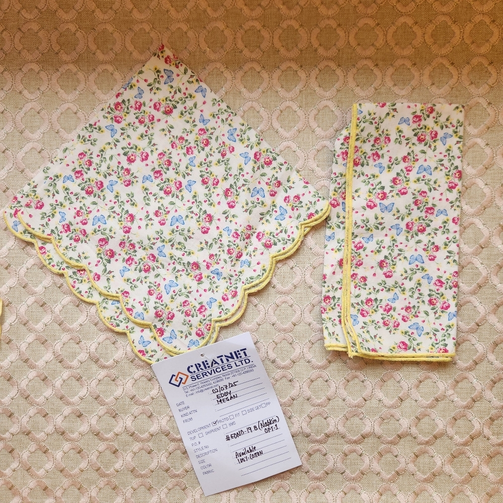 Eddy Misc. Placemat, Napkin and Pocket Square Samples in Yellow Floral - Picture 6 of 12